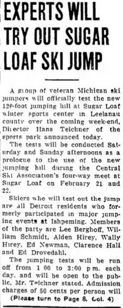 Sugar Loaf Resort - Feb 1948 Ski Jump Tested